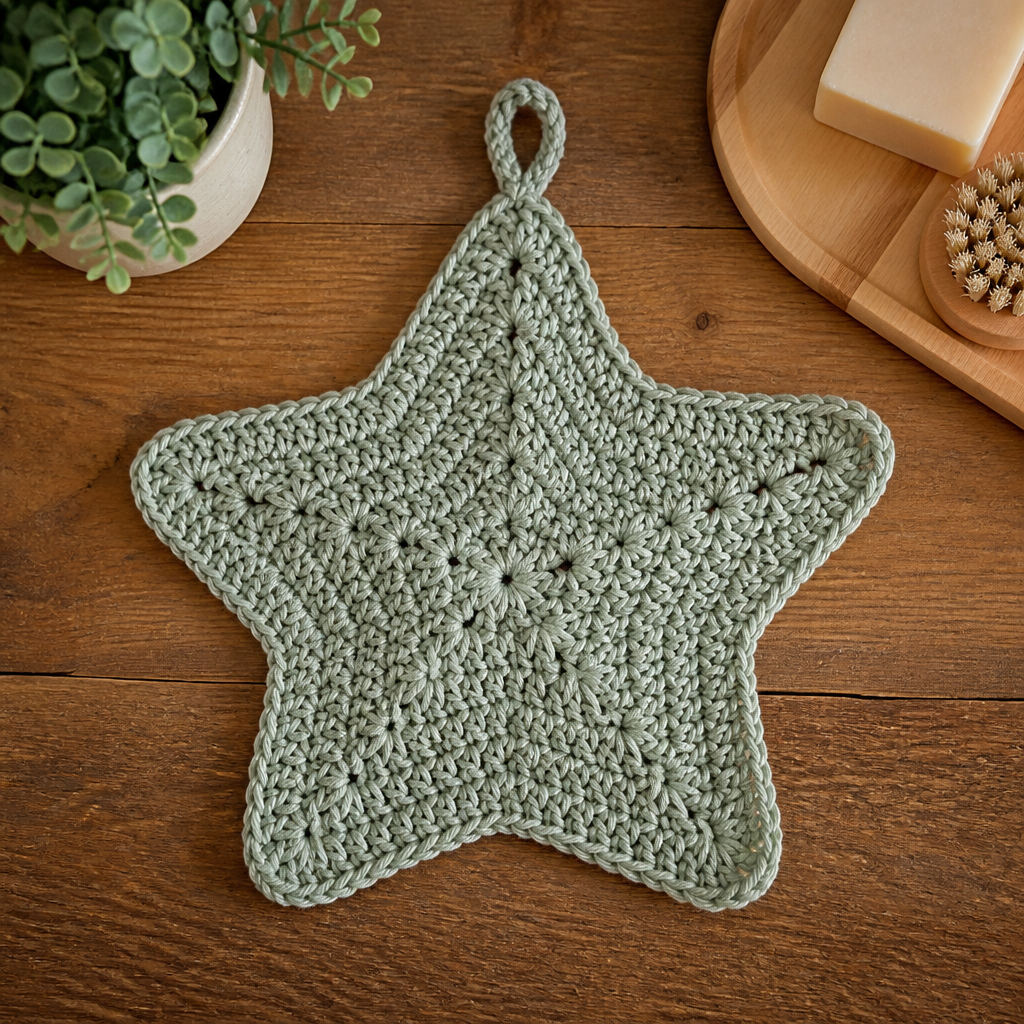 Crochet Elegant Star-Shaped Dishcloth Free Pattern