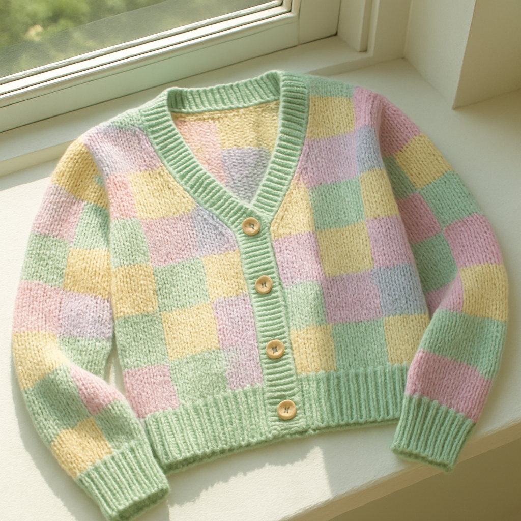 Fairycore Pastel Checkered Cardigan - Free Pattern