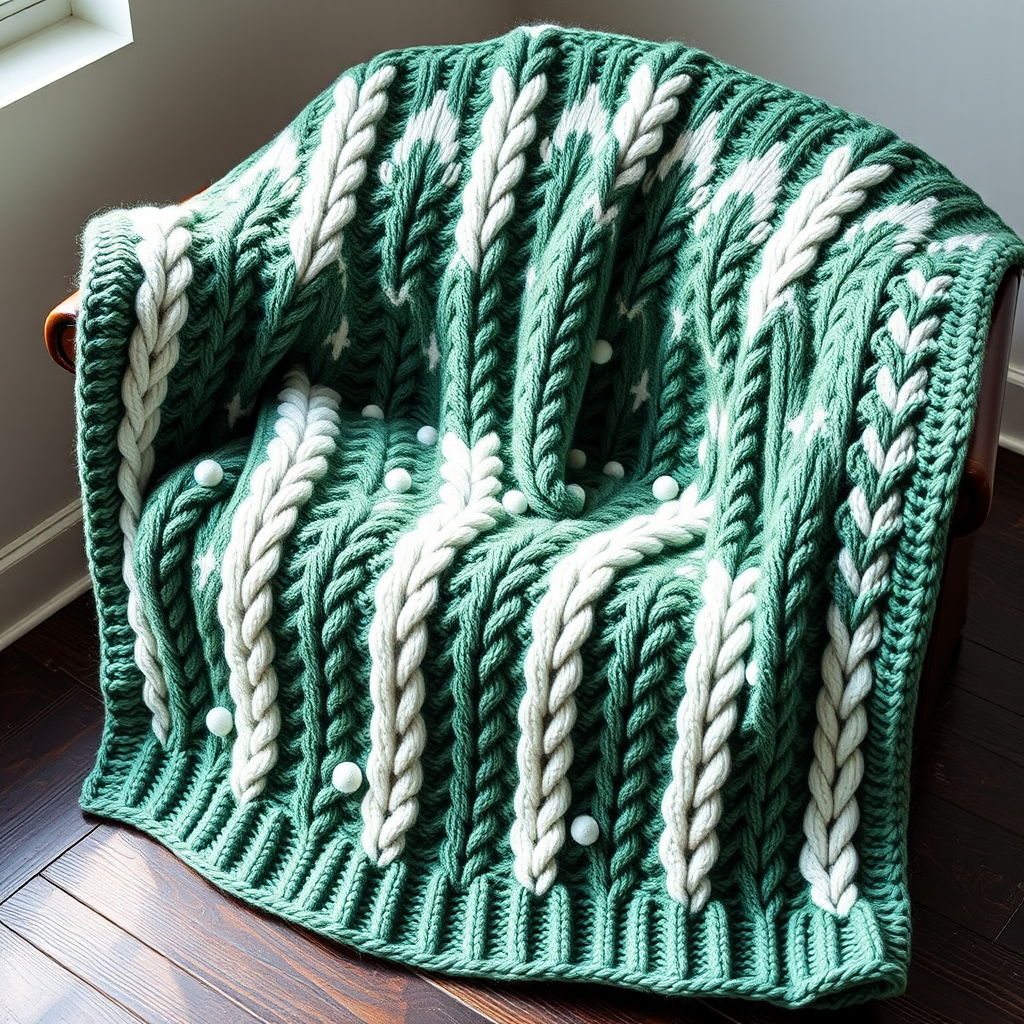 Frosted Pine Forest Blanket Free Pattern – Knit a Cozy Nordic Woodland Throw
