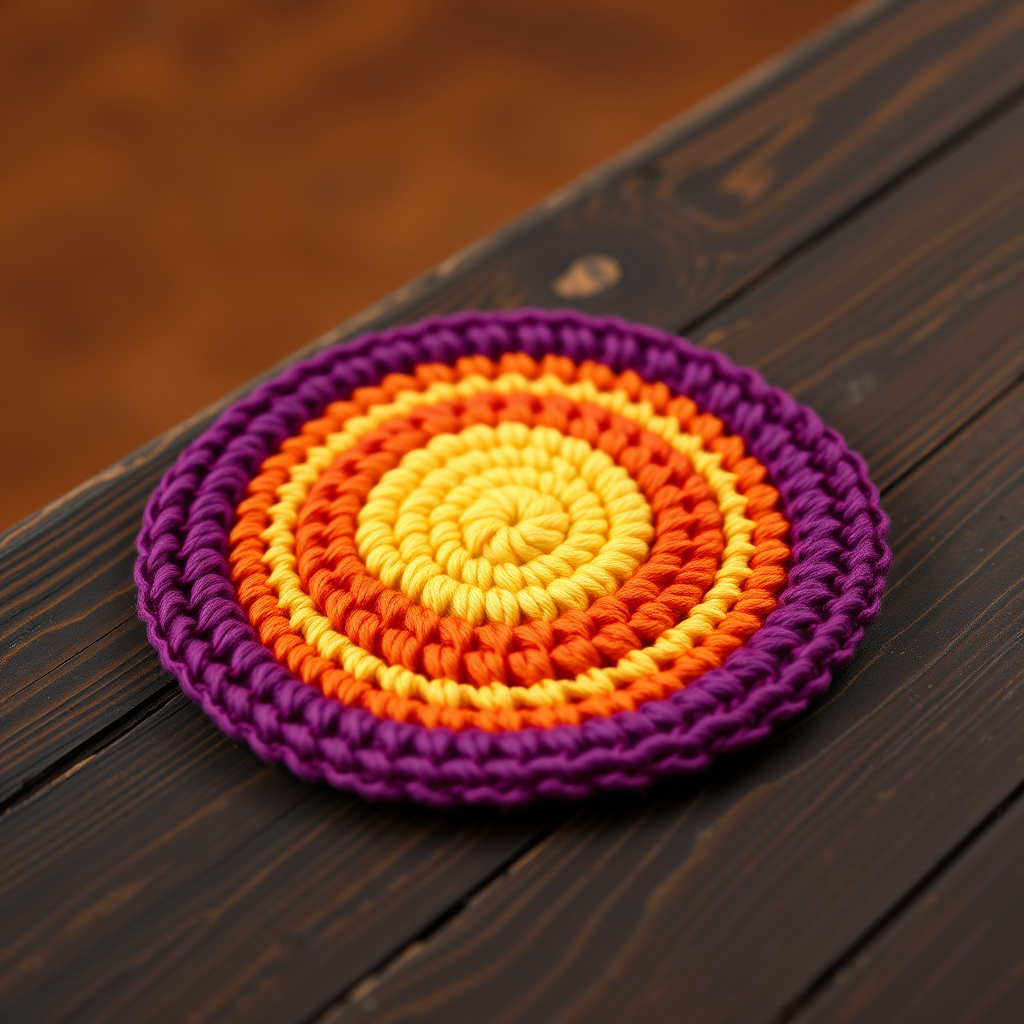 Free Pattern: Prismatic Solar Flare Coaster