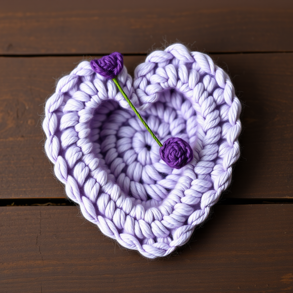 Lavender Crochet Heart Applique Free Pattern – Aromatic Cottagecore Charm