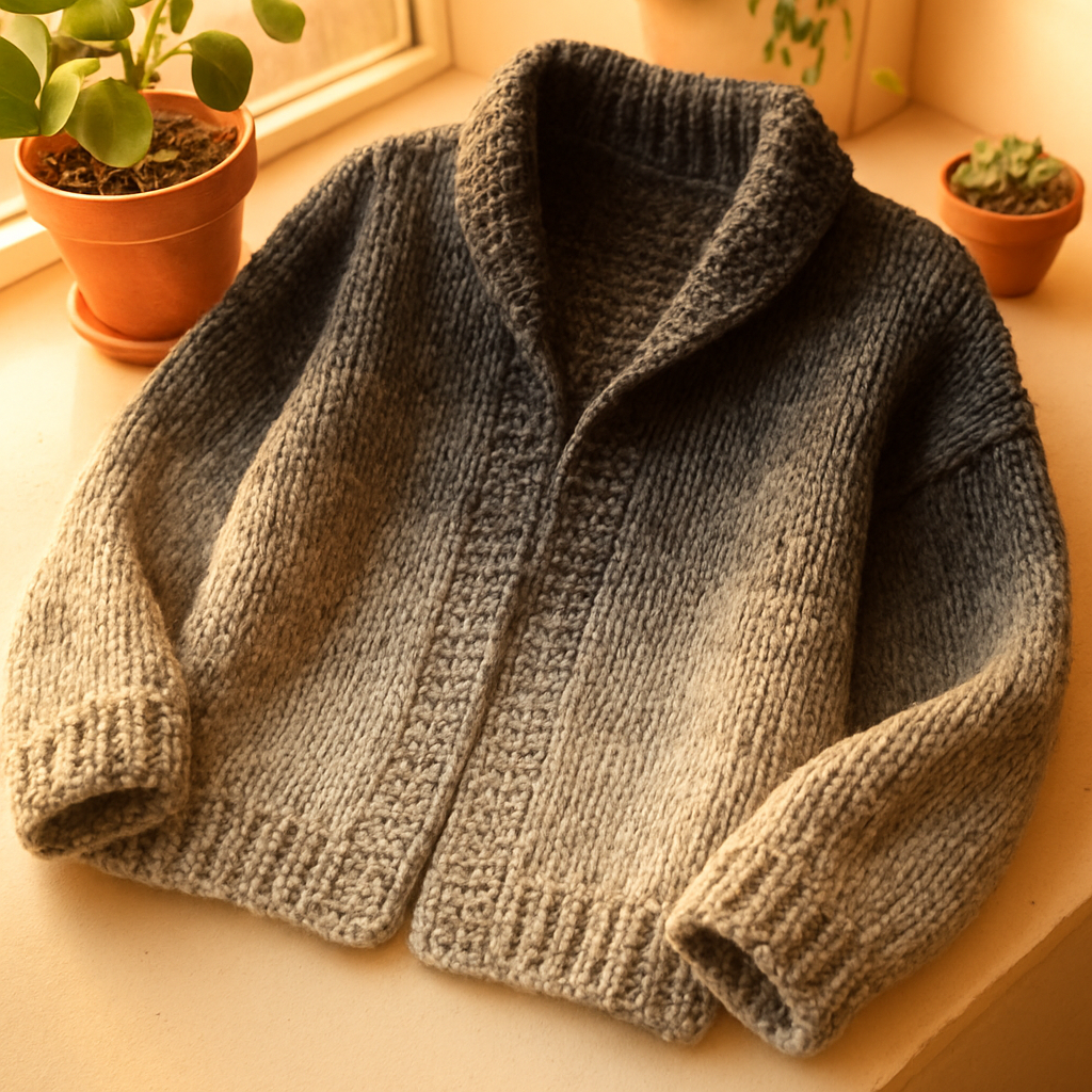 Vintage Retro Monochrome Gradient Chunky Cardigan Free Pattern