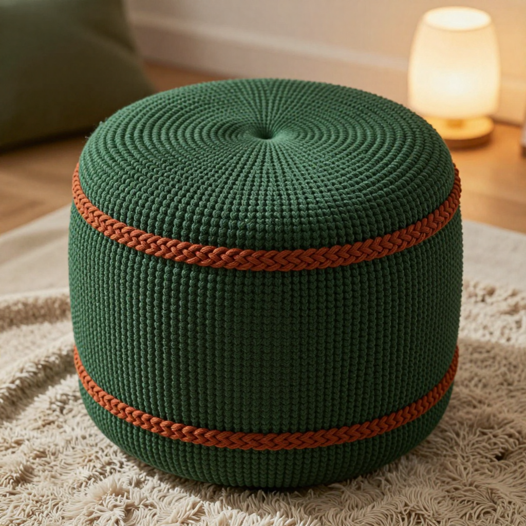 Braided Band Linen Pouf Knit Free Pattern