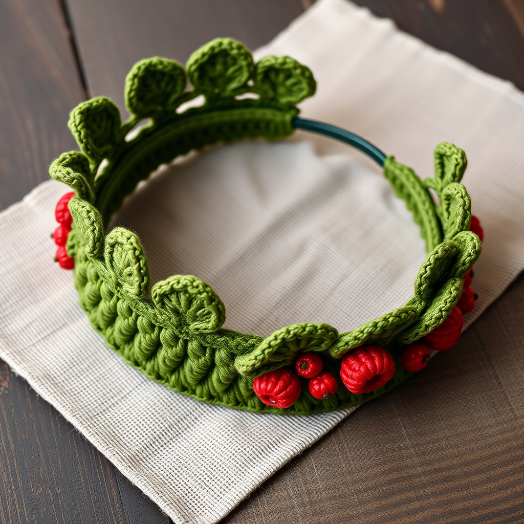 The Verdant Sovereign Crown Free Pattern – A Crocheted Tapestry of Leafy Lace and Berry Clusters