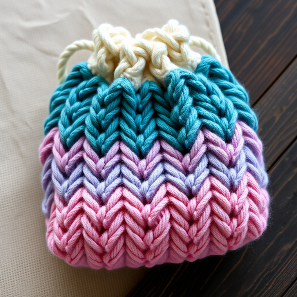 Aurora Cascade Chevron Pouch Free Pattern – A Luminous Knit Carryall