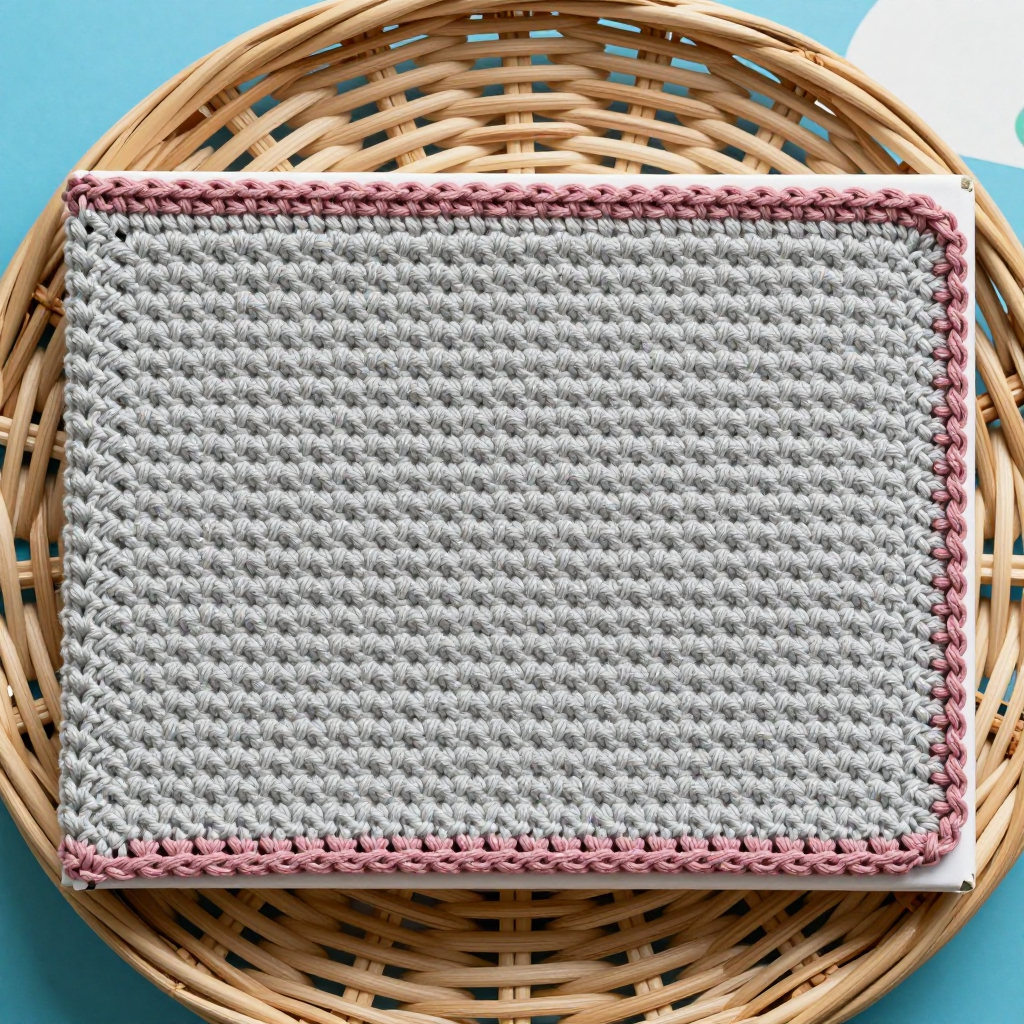 Grey Seed Stitch Book Band Free Crochet Pattern with Dusty Rose Edge