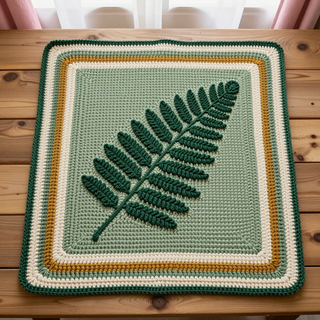 Fern Frond Relief Square Free Crochet Pattern: An Art Deco Raised Motif Block