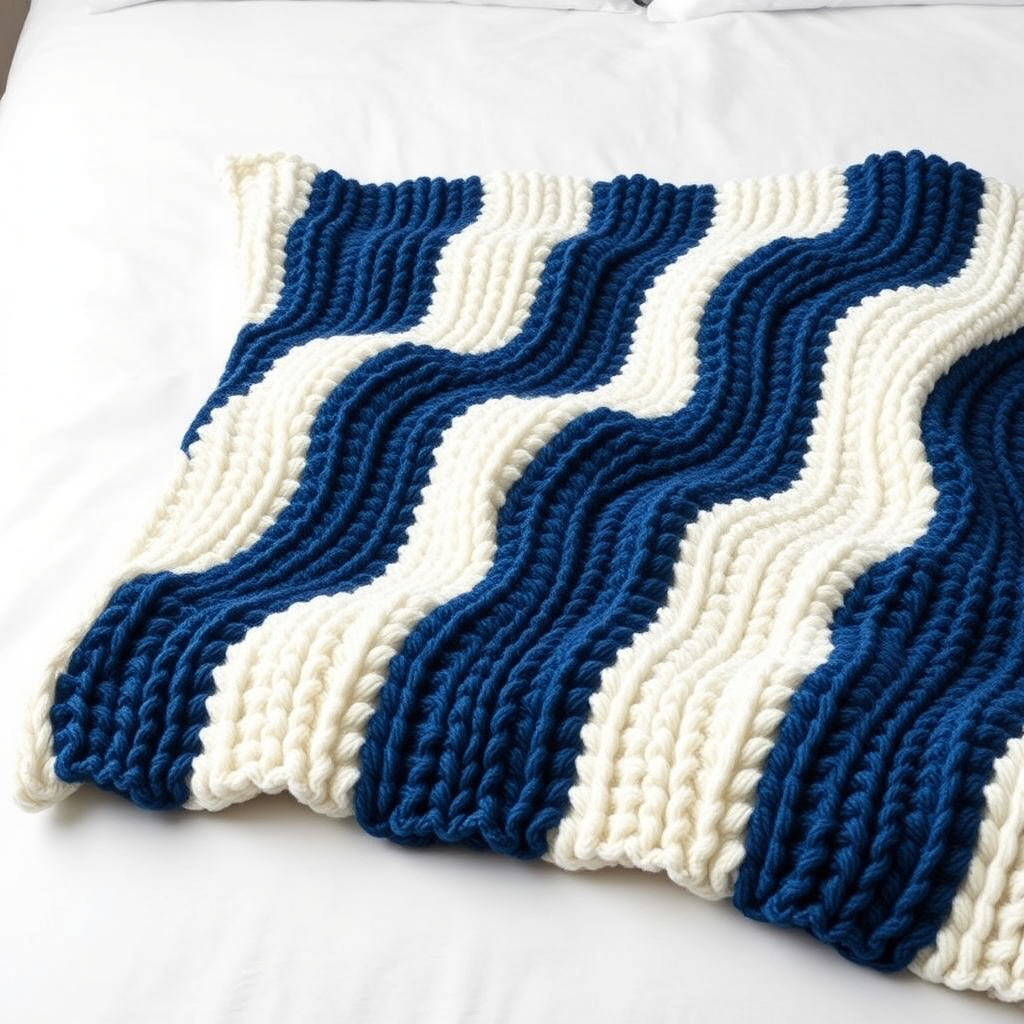 The Textured Waves Chunky Knit Blanket Free Pattern