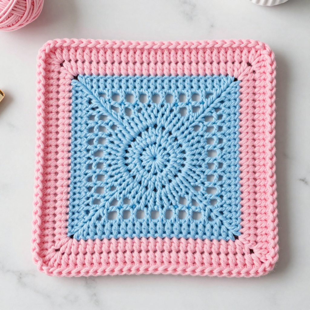 Cotton Candy Filet Tile Coaster Free Crochet Pattern