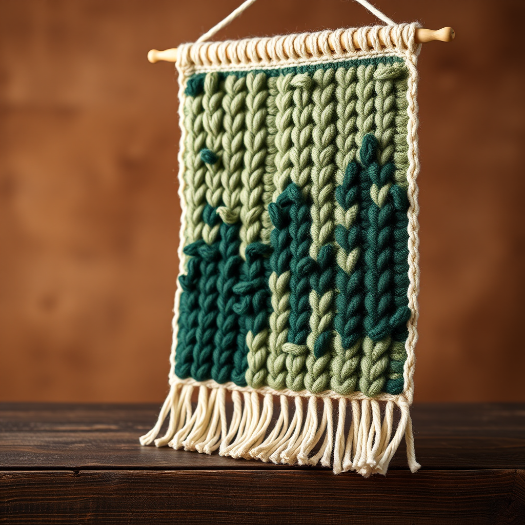 Whispering Pines Forest Wall Hanging Free Pattern – Textured Crochet Woodland Art