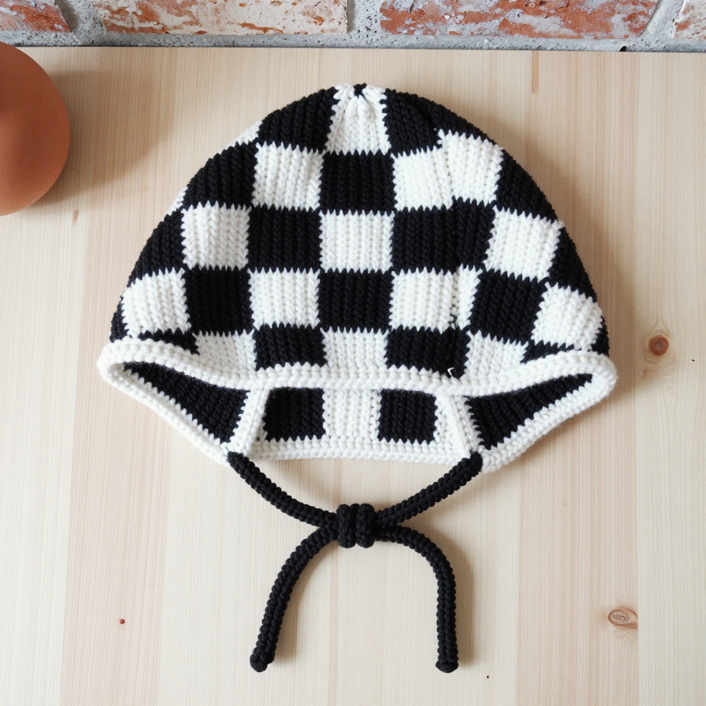 Free Pattern: Homestead Check Knit Bonnet in Fisherman Rib