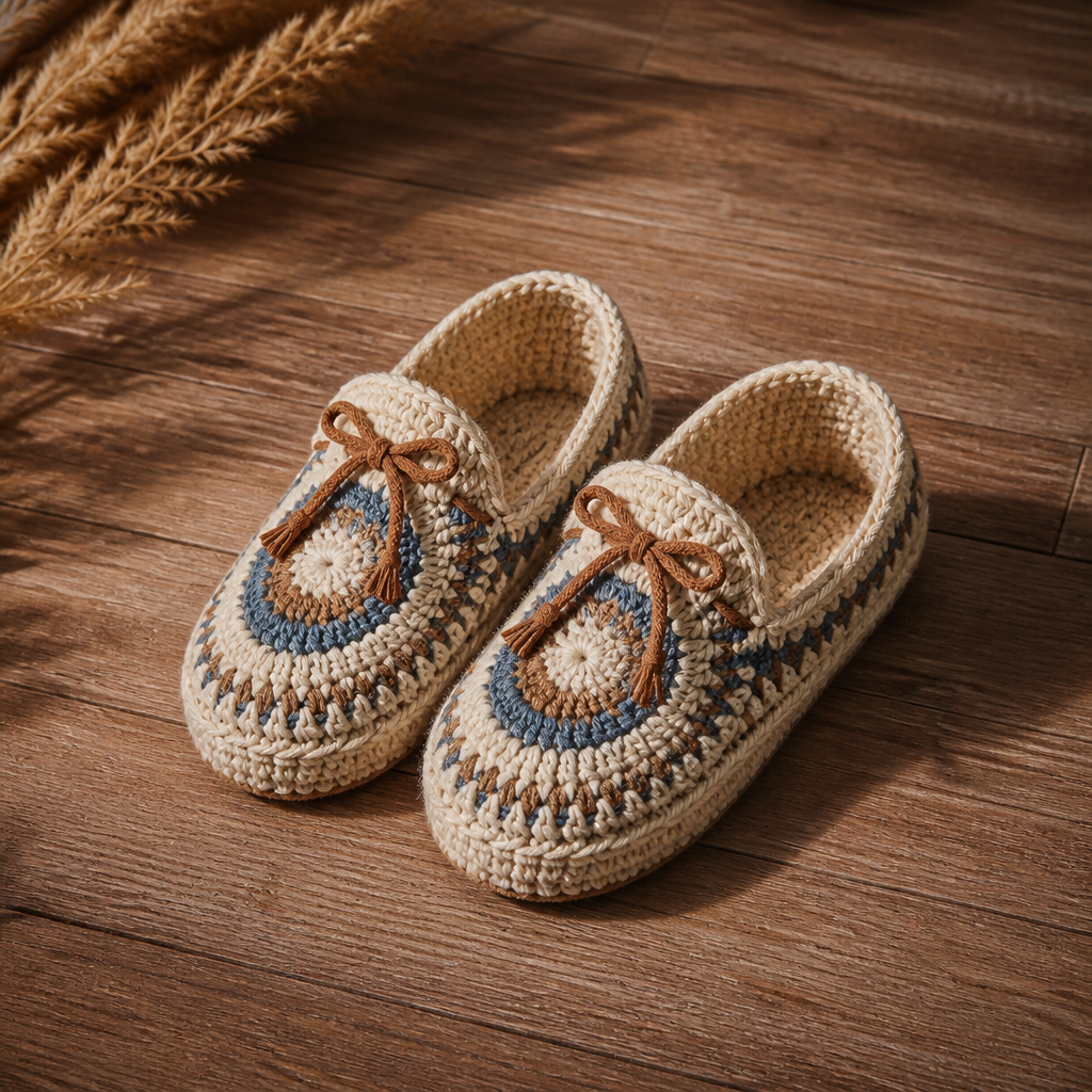 Crochet Stylish Boho Moccasin Slippers Free Pattern