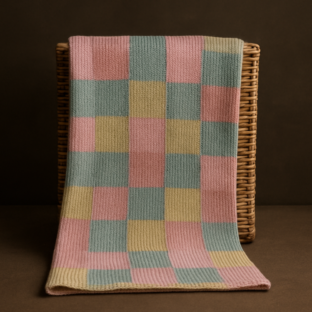 Pastel Checkered Minimalist Shawl - Free Pattern