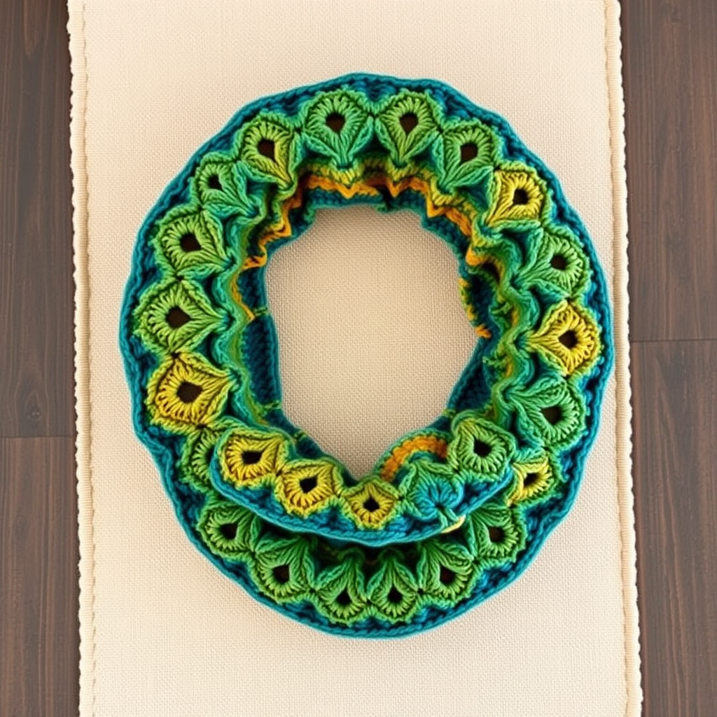 Peacock Lace Crochet Infinity Cowl Free Pattern – A Regal Feather Wrap