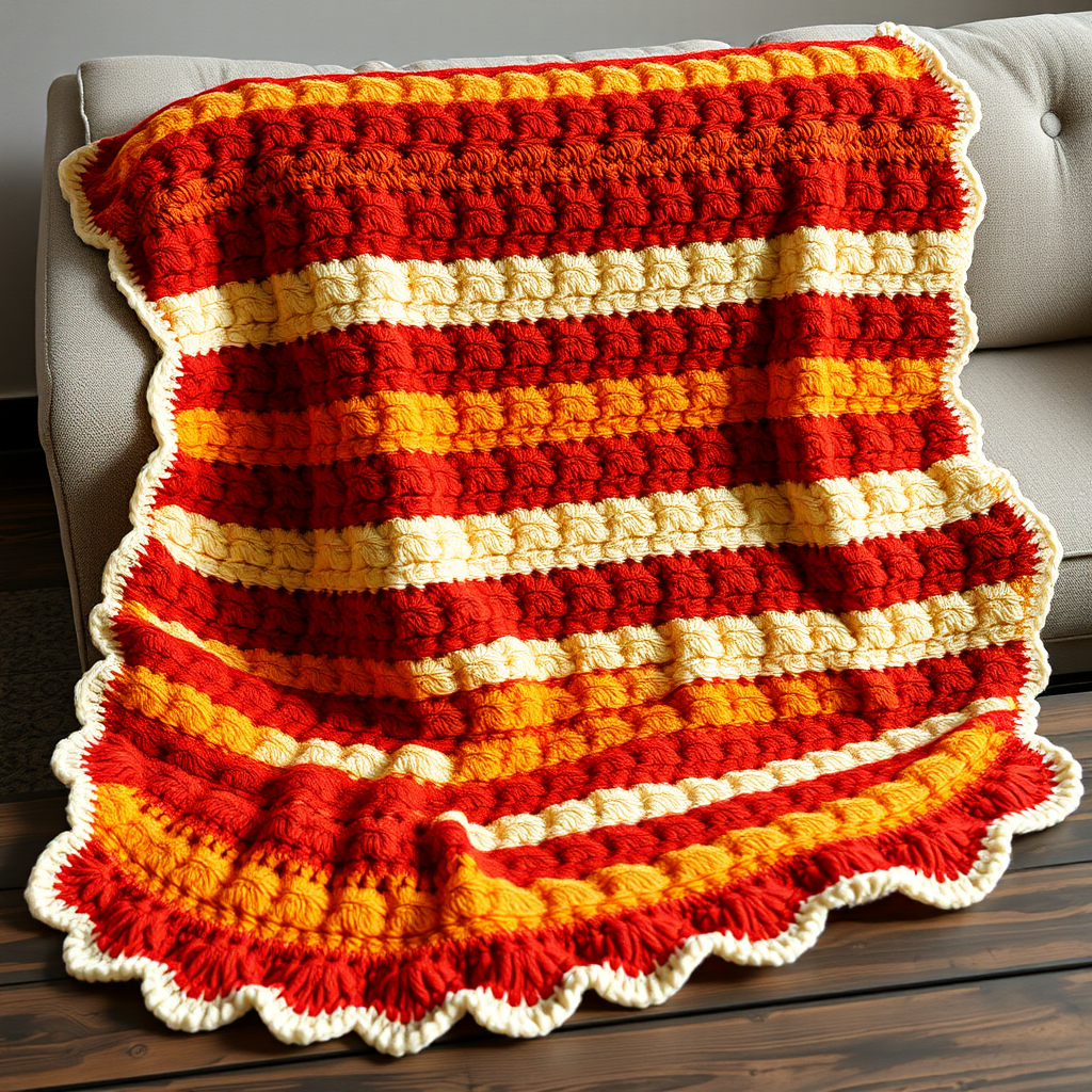 Whispering Dune Shell Stitch Throw Free Pattern – A Desert Sunset Crochet Blanket