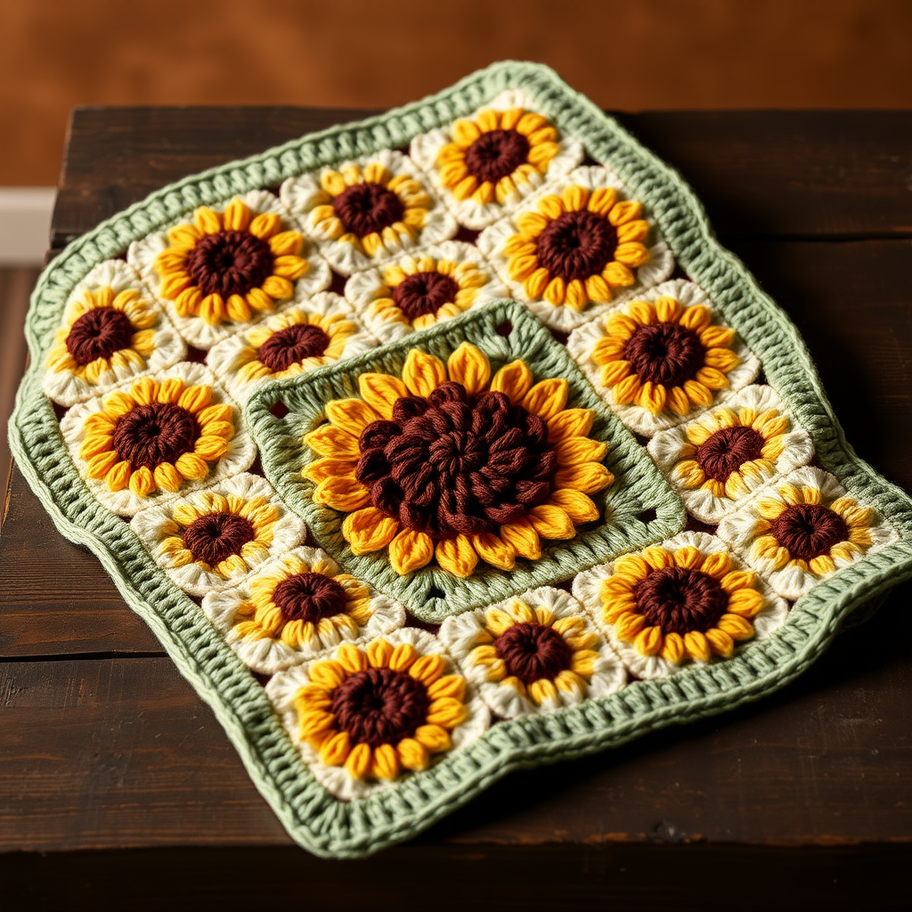Sunburst Meadow Granny Square Throw Free Pattern – Radiant Crochet Blanket