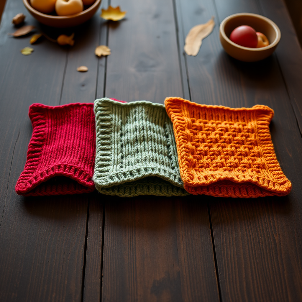 Rustic Orchard Dishcloth Trio Free Pattern – Knit a Textured Harvest Set