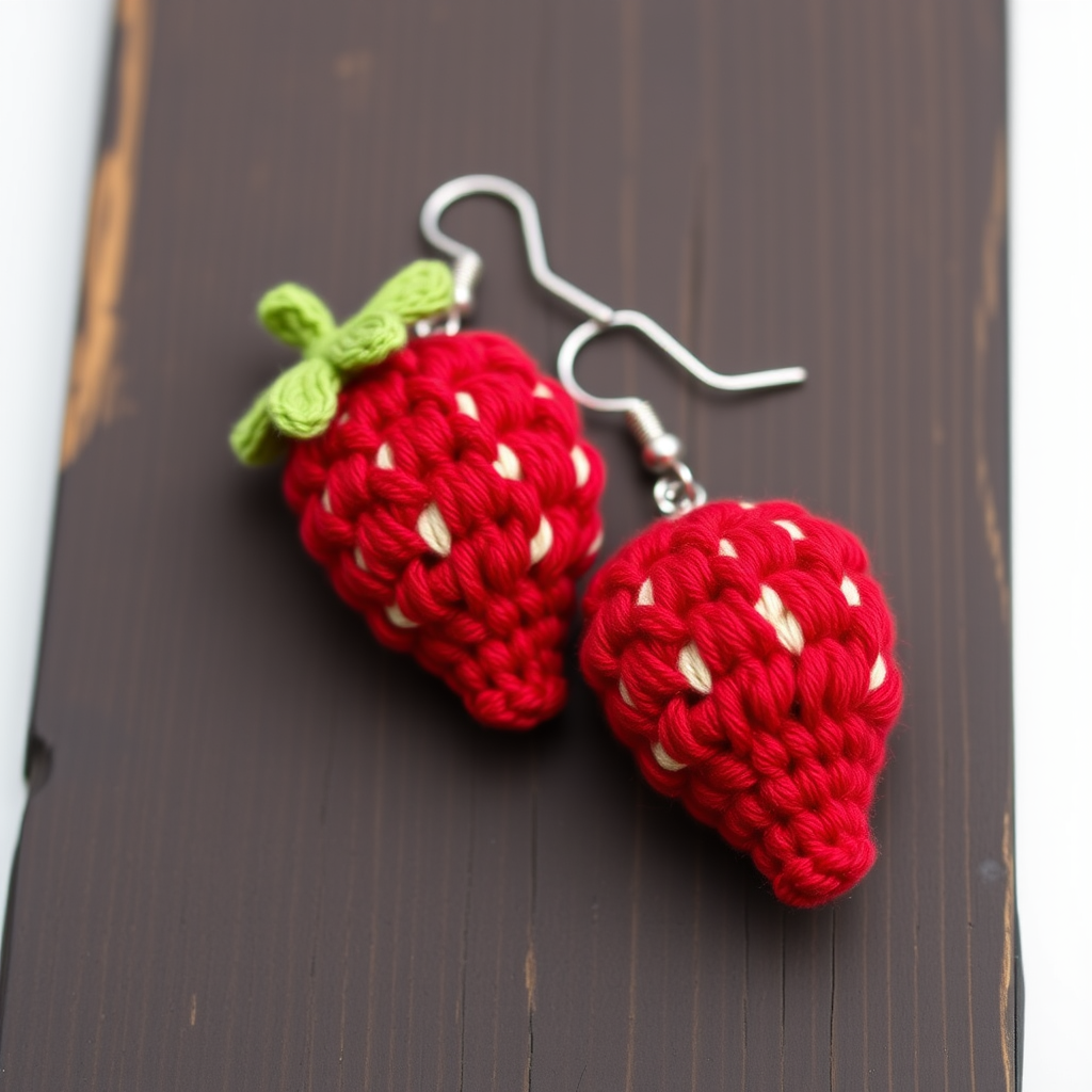 Berry Blush Amigurumi Strawberry Earrings Free Pattern – Crochet Sweetheart Drops