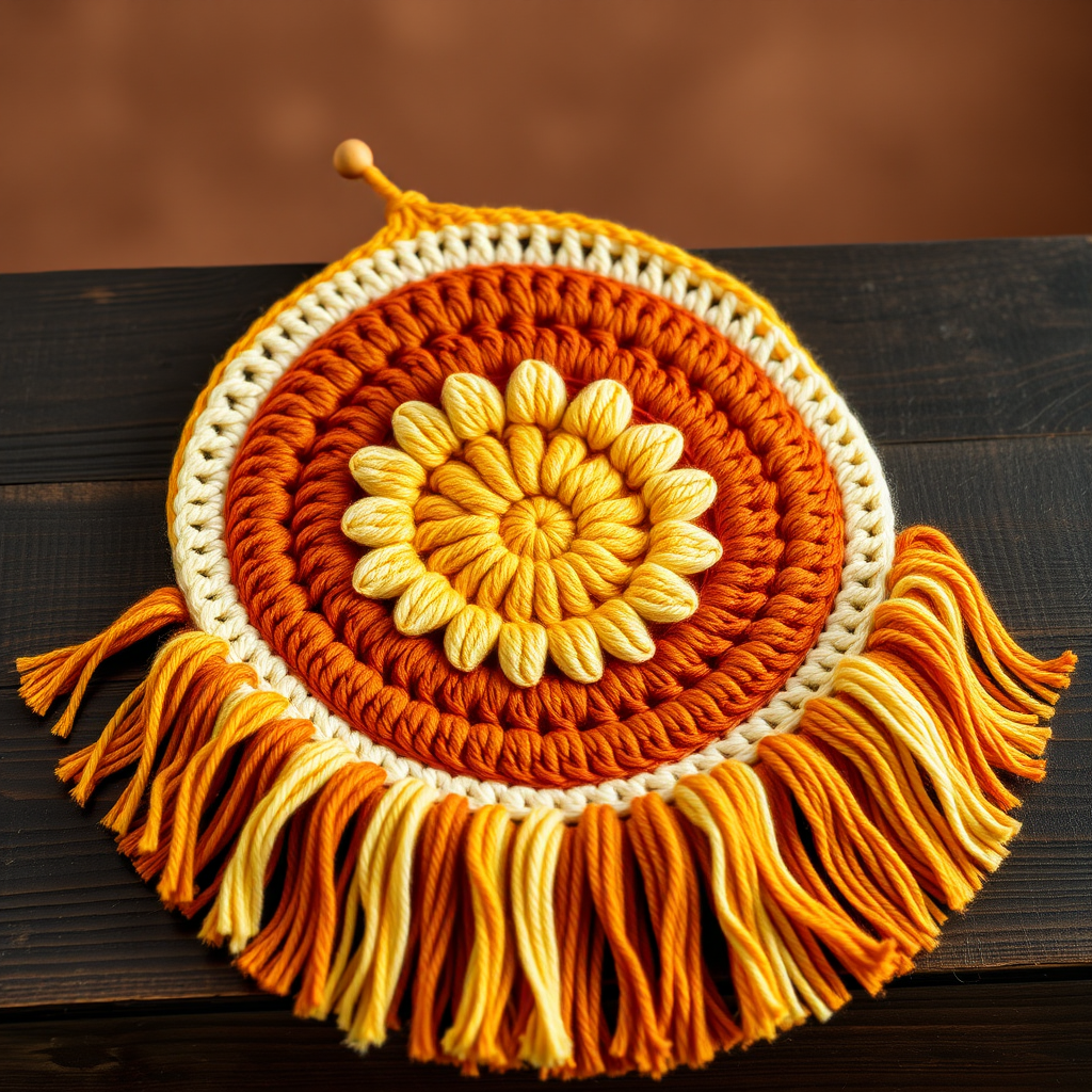 Whispering Prairie Sunburst Wall Hanging Free Crochet Pattern