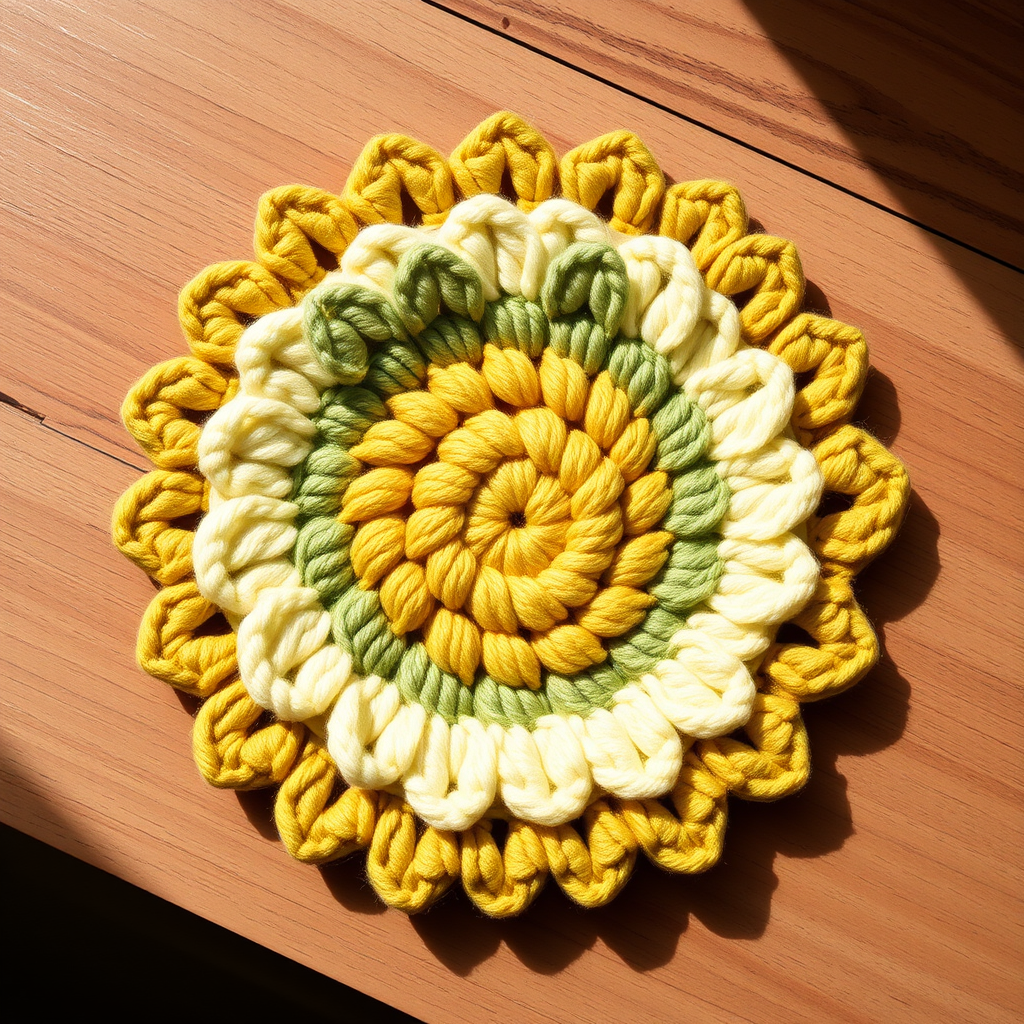 Sunburst Meadow Coasters Free Pattern