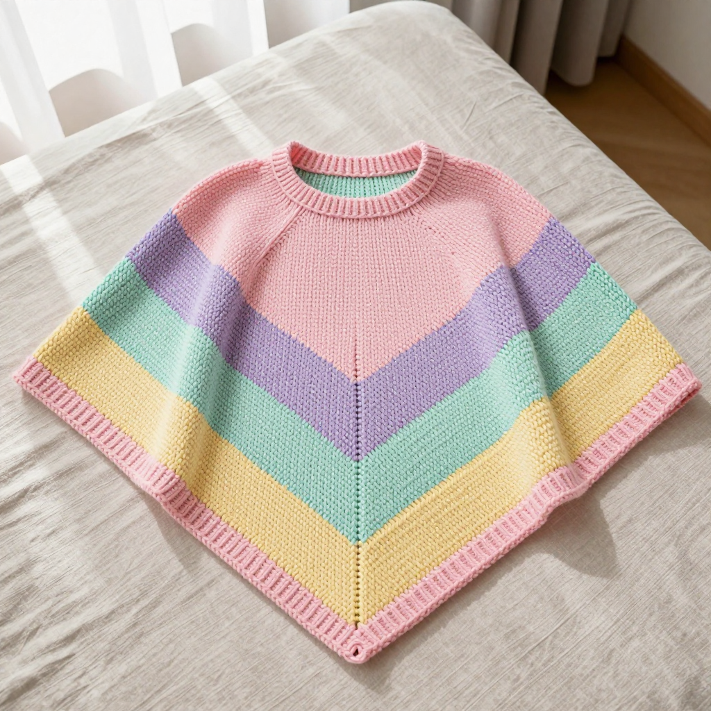 Soft Square Capelet with Ribbed Neck: Free Knit Pattern