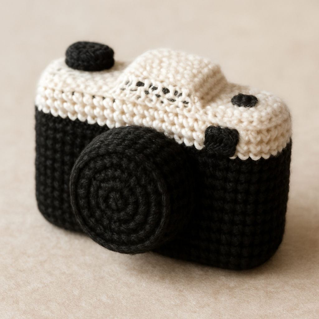 Vintage Retro Black & White Amigurumi Camera Free Pattern