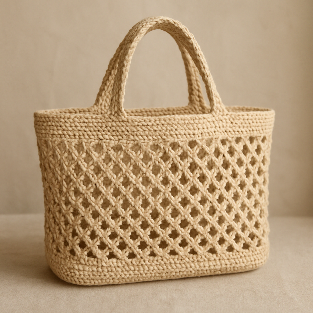 Crochet Stylish Lightweight Tasseled Market Tote Free Pattern