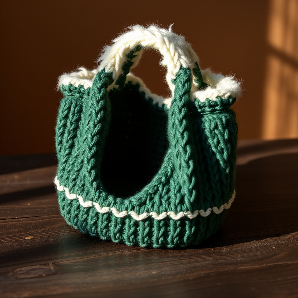 Frosted Fir Tote Free Pattern – Textured Knit Christmas Bag