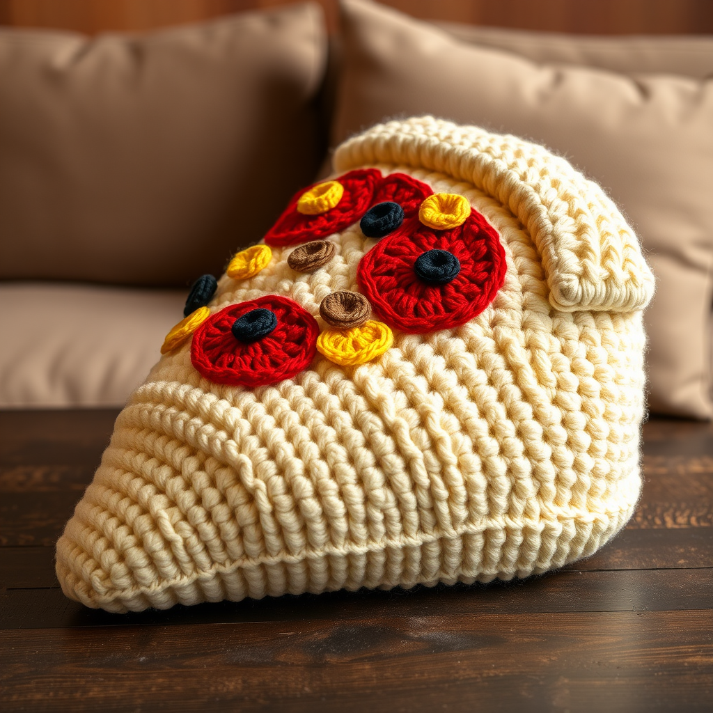 The Slice of Heaven Pizza Pillow: A Free Crochet Pattern for a Textured, Oversized Cushion