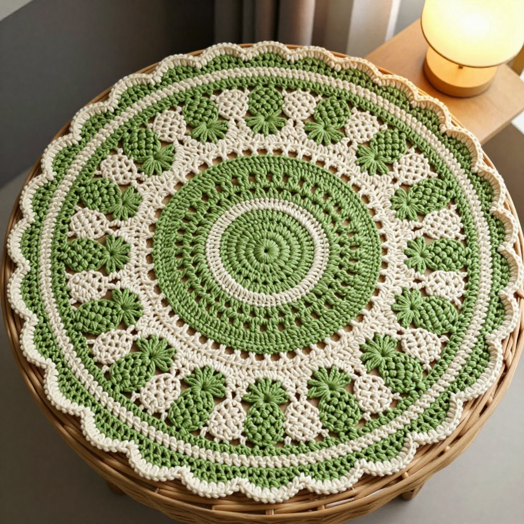 Avocado Green Pineapple Lace Crochet Doily Free Pattern