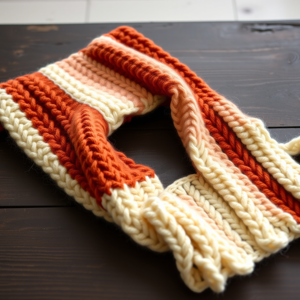 Canyon Sunset Vertical Stripe Scarf Free Pattern – A Chunky Knit Ombre Wrap