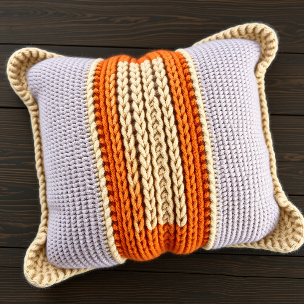 The Aurora Dune Throw Pillow Free Pattern – A Knitted Textured Cushion with Woven Stripes