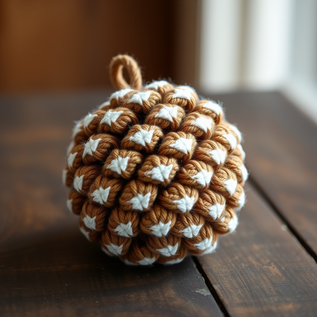 Snowy Pinecone Jumbo Yarn Ornament Free Pattern