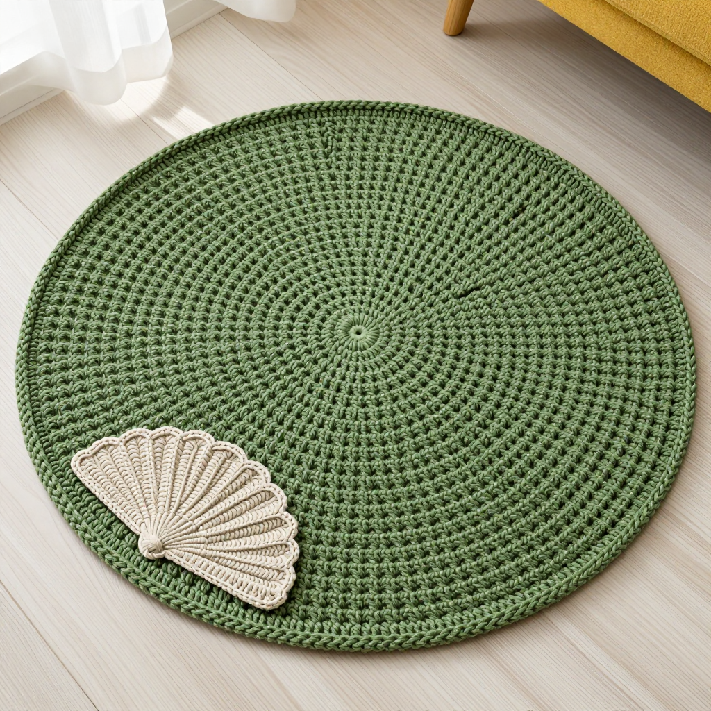 Lichen Deco Sunrise Mat: Free Crochet Waffle Stitch Pet Bed Pattern