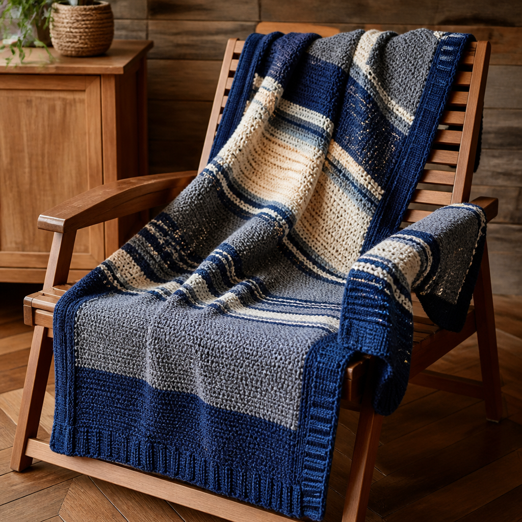 Crochet Cozy Striped Ribbed Blanket Free Pattern