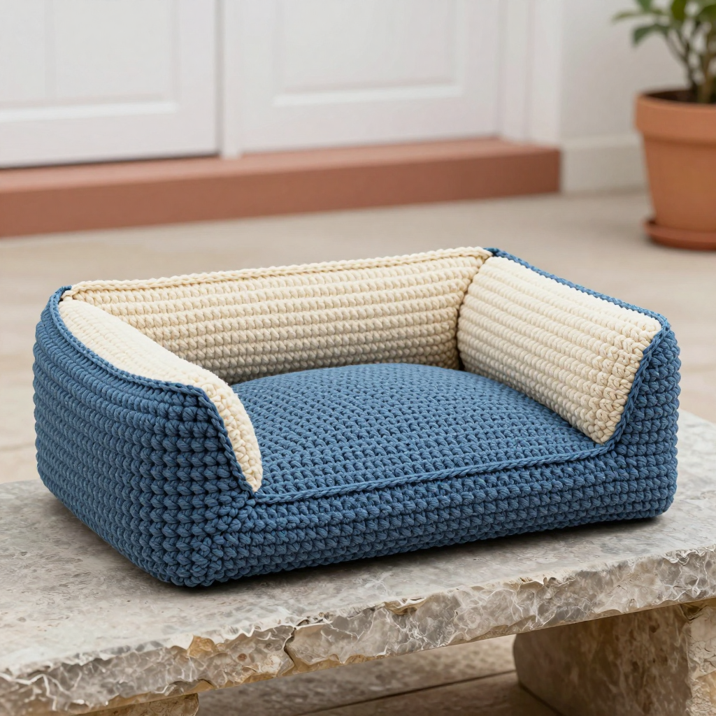 Retro Sofa Bolster Pet Bed Free Crochet Pattern