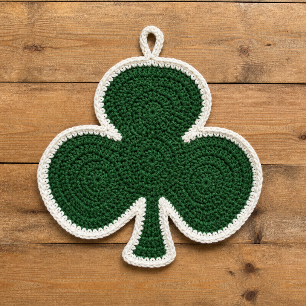 Crochet Elegant Shamrock Potholder Free Pattern