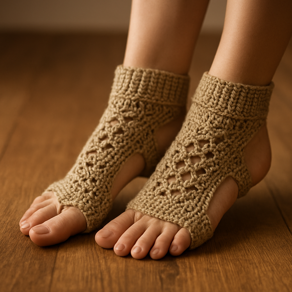 Crochet Elegant Lace-Detail Open-Toe Slippers Free Pattern