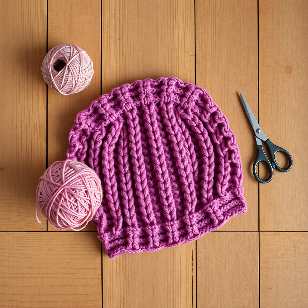 Crochet Textured Pink Beanie Free Pattern