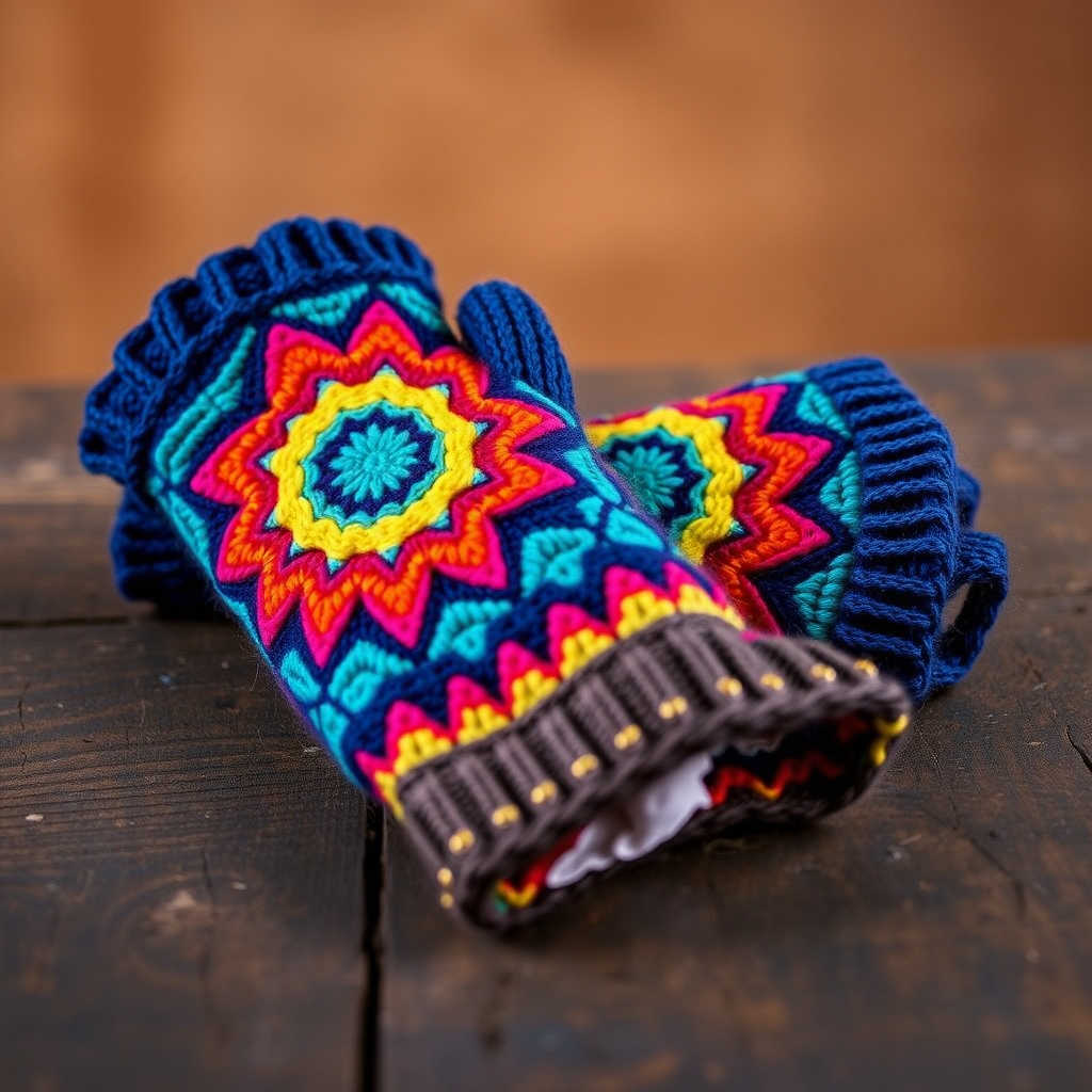 Free Pattern: Quantum Kaleidoscope Fingerless Mitts