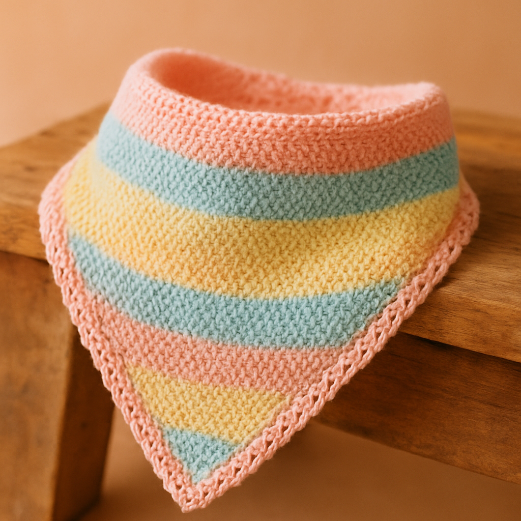 Vintage Pastel Striped Pet Bandana - Free Pattern