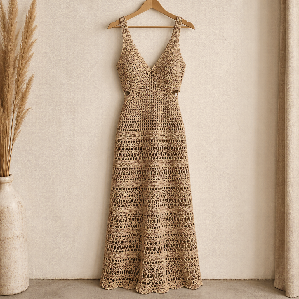 Crochet Elegant Lace Maxi Dress Free Pattern