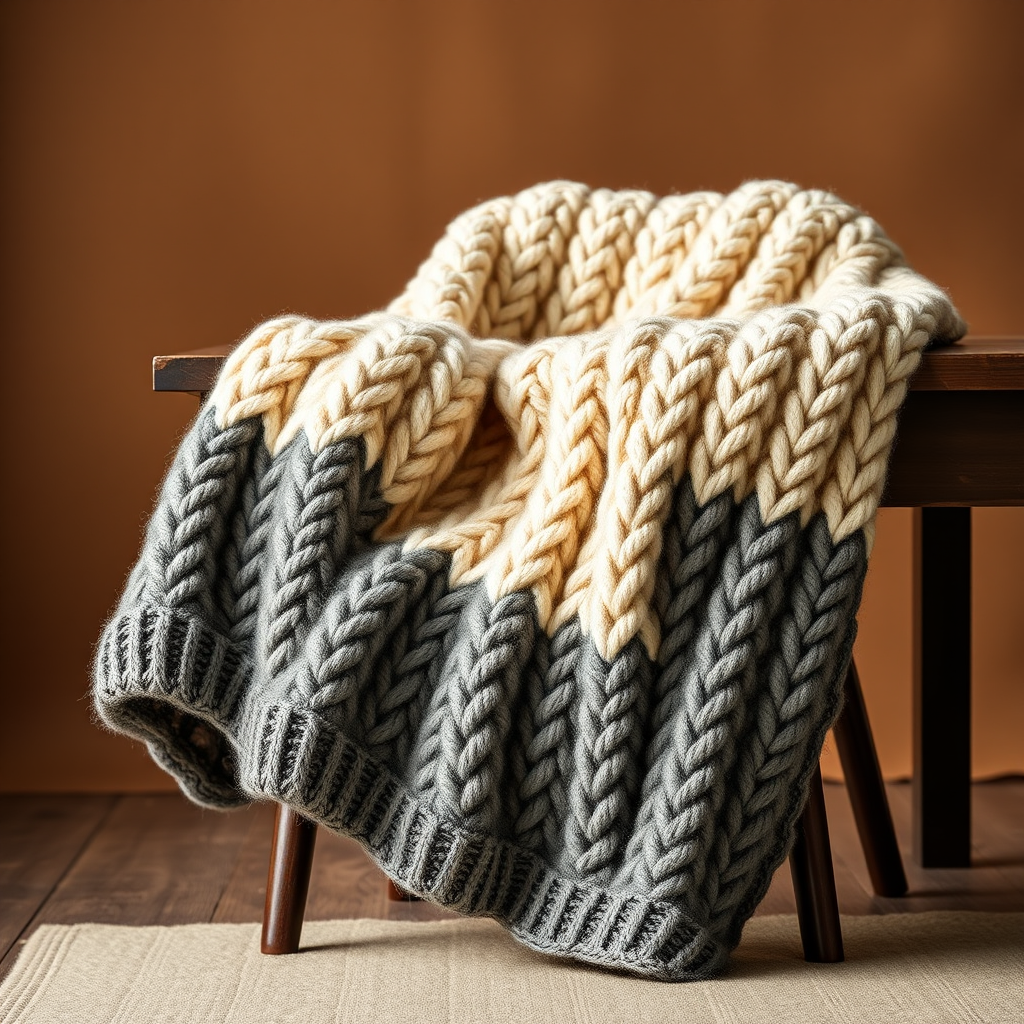 The Hearthside Herringbone Throw: A Free Knitting Pattern for a Super Chunky, Textured Afghan