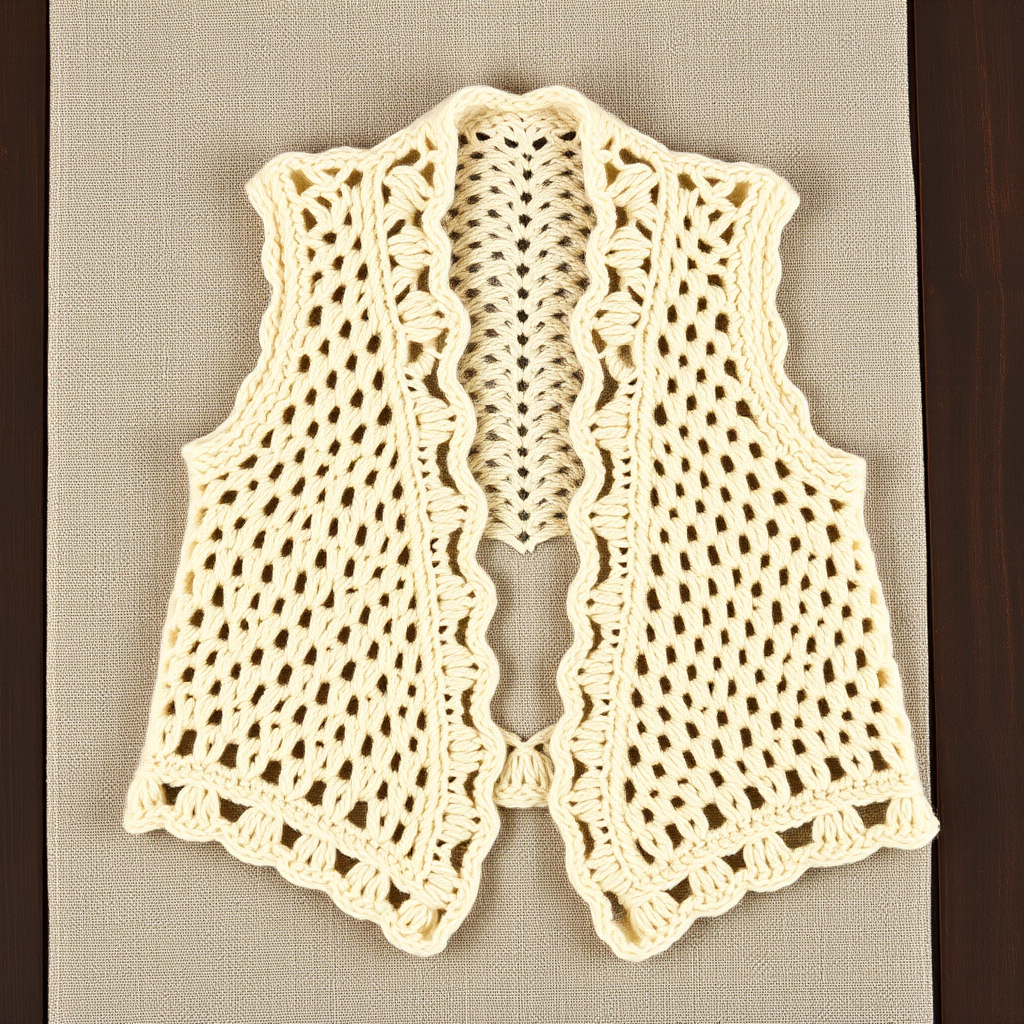 Heirloom Lace Collared Crochet Vest Free Pattern