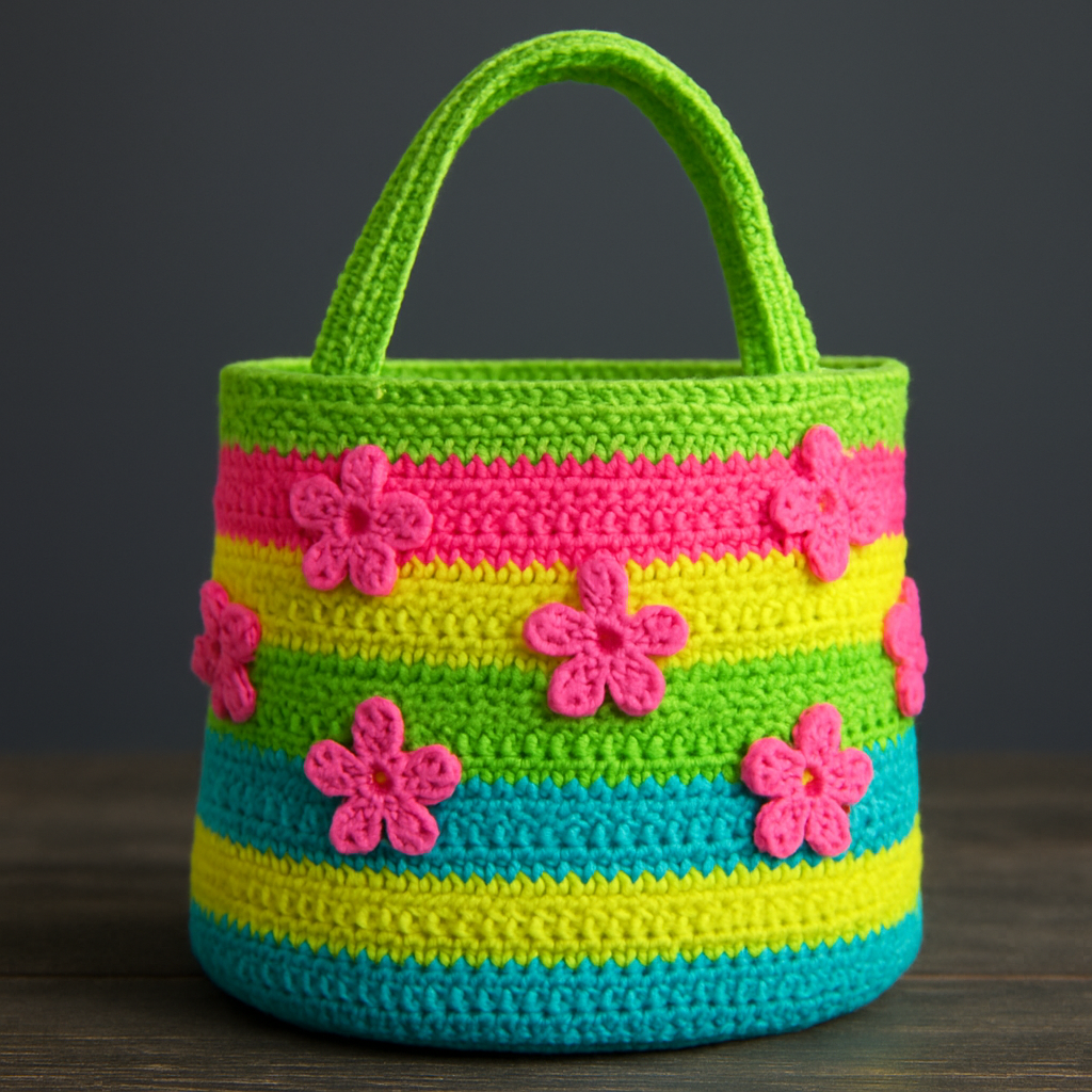 Vibrant Cottagecore Neon Floral Tote - Free Pattern