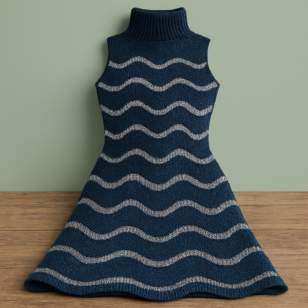 Galactic Ripple Turtleneck Knit Dress Free Pattern