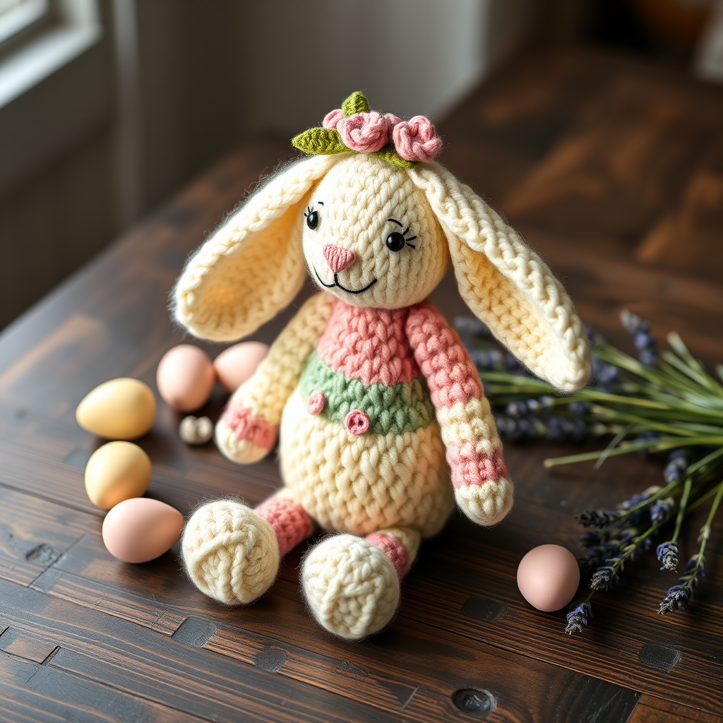 Bunny Lissy Amigurumi Free Pattern – Heirloom Knit Easter Bunny with Floral Crown