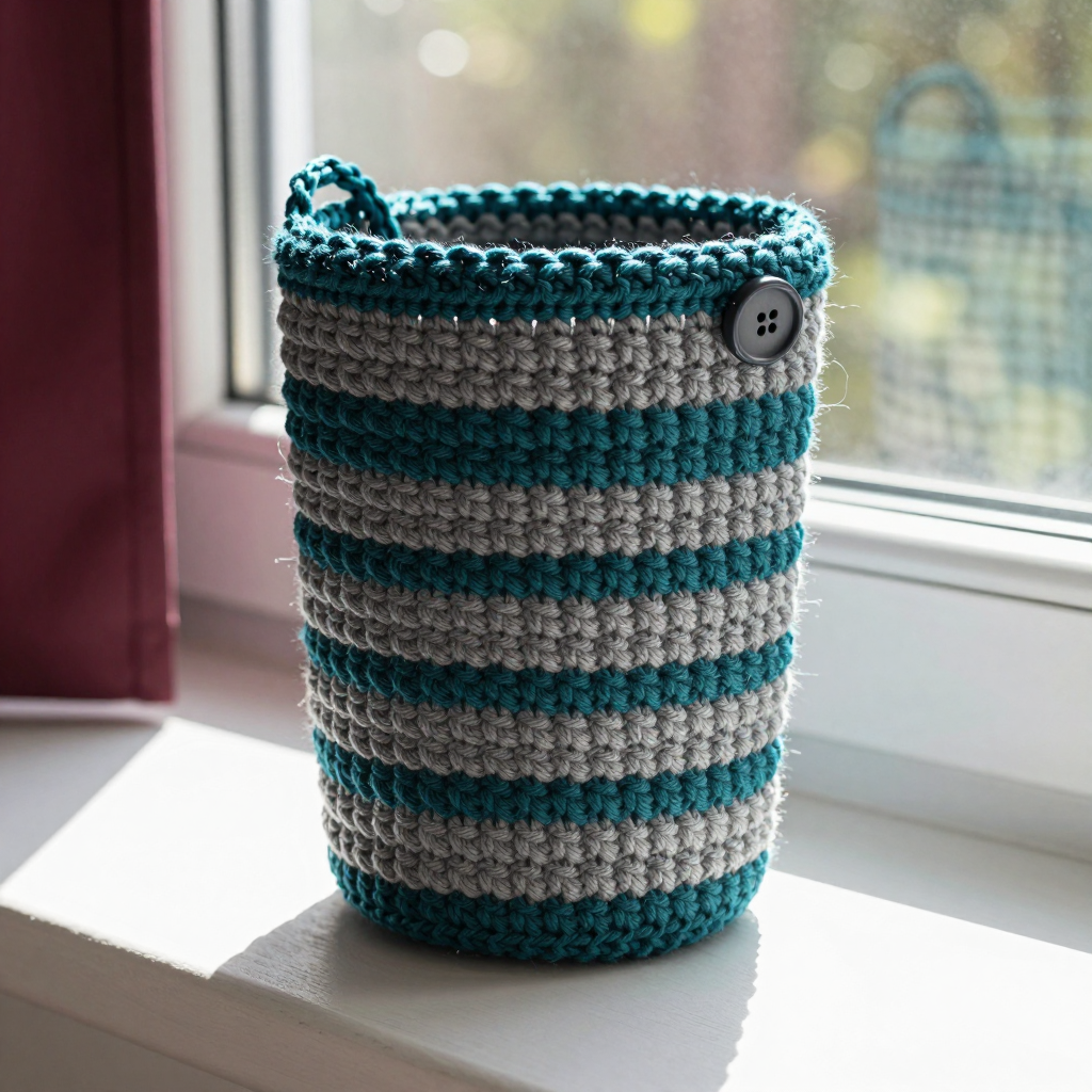 Coastal Weave Stitch Crochet Mug Cozy Free Pattern