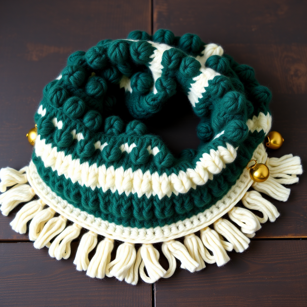 The Jingle Bell Cascade Scarf Free Pattern – A Knitted Holiday Wrap with Woven Bell Charms