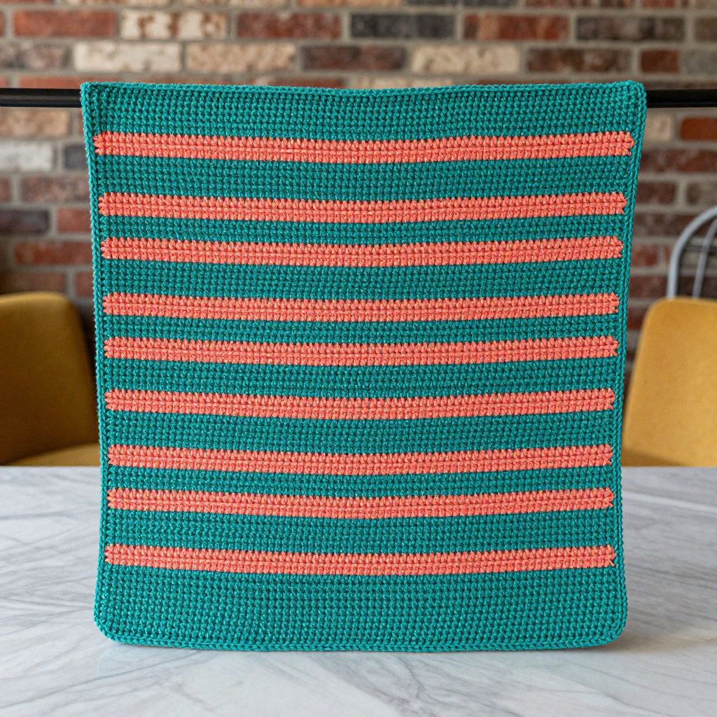 Teal Alpine Stitch Door Curtain Free Crochet Pattern